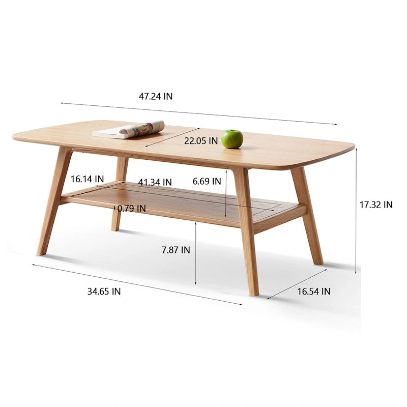 Christopher Knight Home - Table basse en chêne massif Hudson avec étagère de rangement pour salon et bureau à domicile
