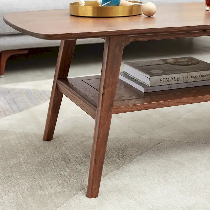 Christopher Knight Home - Table basse en chêne massif Hudson avec étagère de rangement pour salon et bureau à domicile