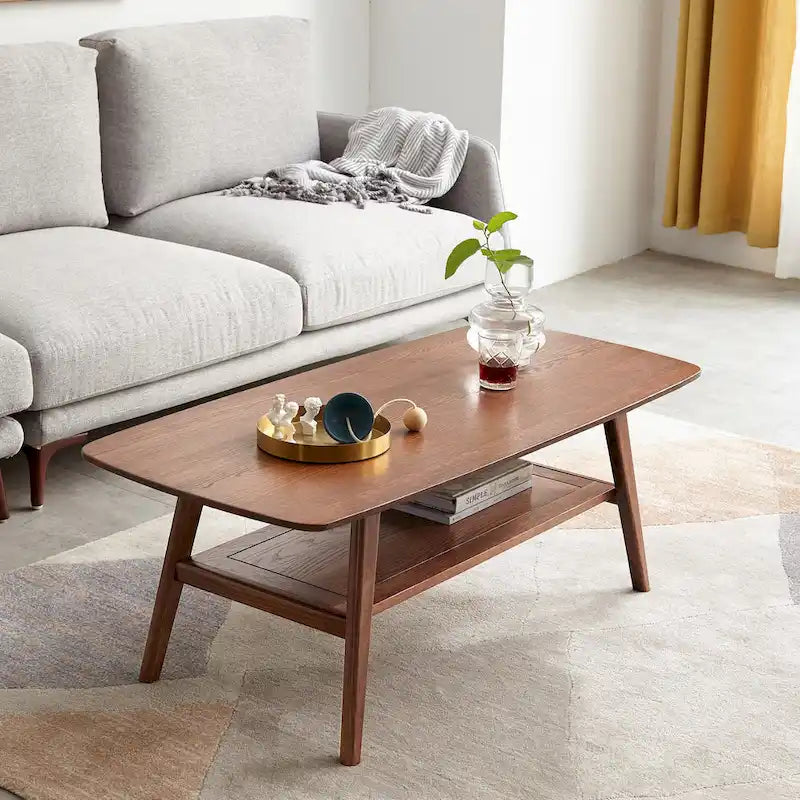 Christopher Knight Home - Table basse en chêne massif Hudson avec étagère de rangement pour salon et bureau à domicile