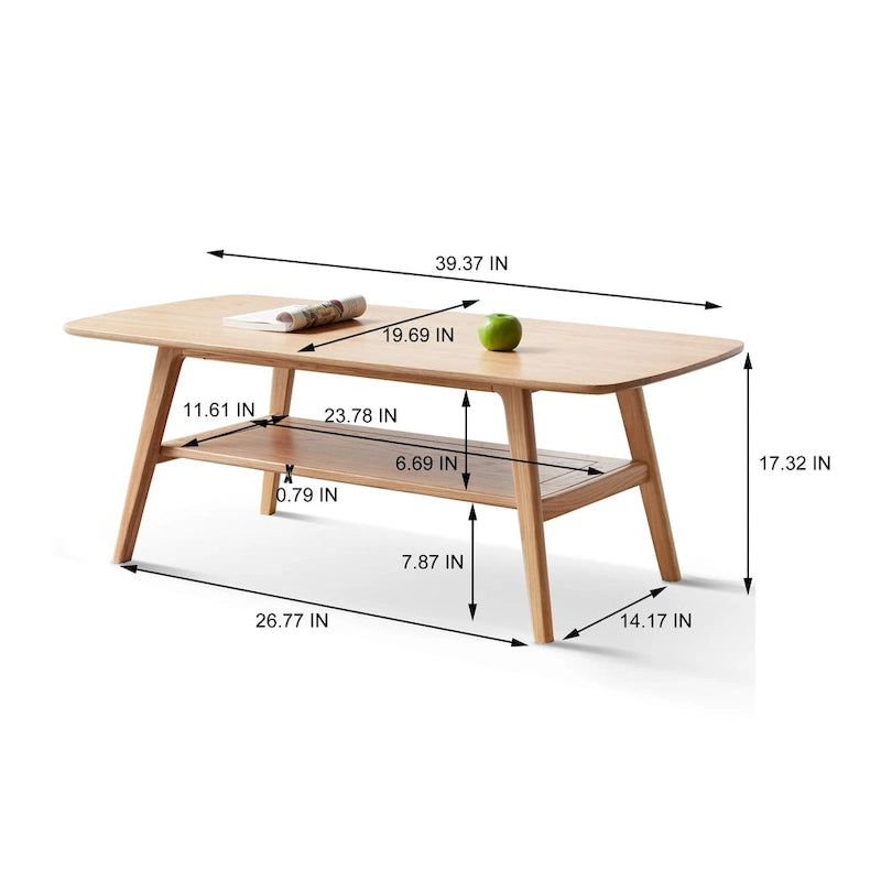 Christopher Knight Home - Table basse en chêne massif Hudson avec étagère de rangement pour salon et bureau à domicile