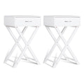 Costway Table de Chevet 2 Pièces avec Tiroir en X, Table d'Appoint Moderne