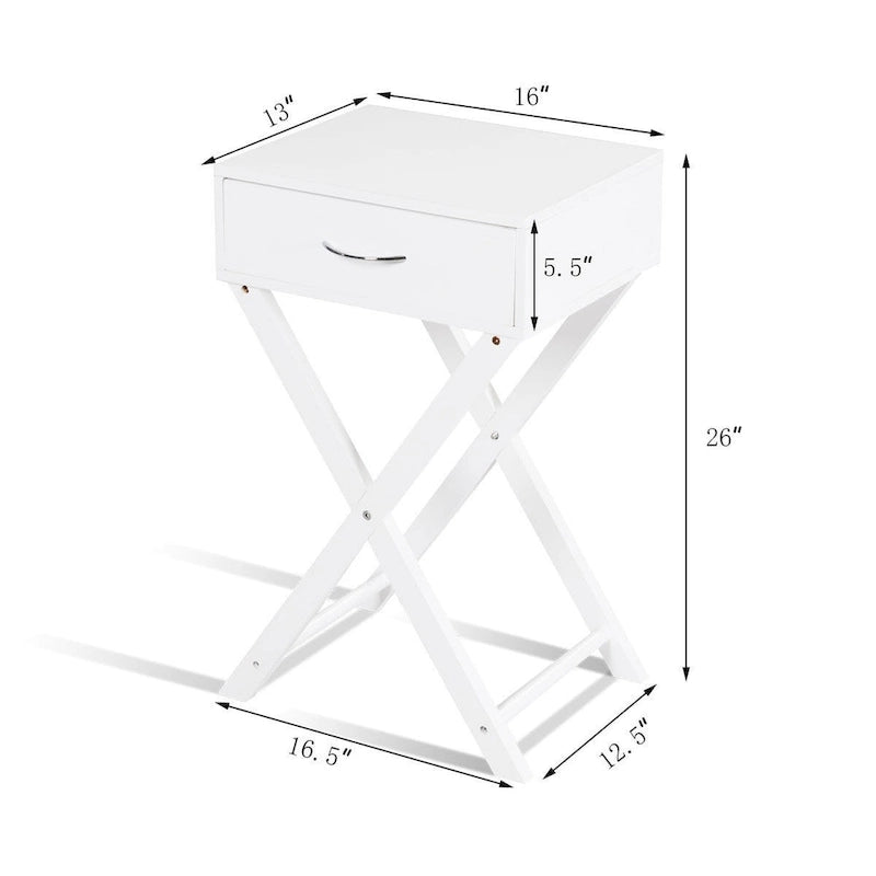 Costway Table de Chevet 2 Pièces avec Tiroir en X, Table d'Appoint Moderne