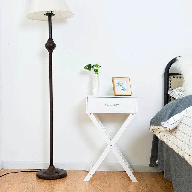 Costway Table de Chevet 2 Pièces avec Tiroir en X, Table d'Appoint Moderne