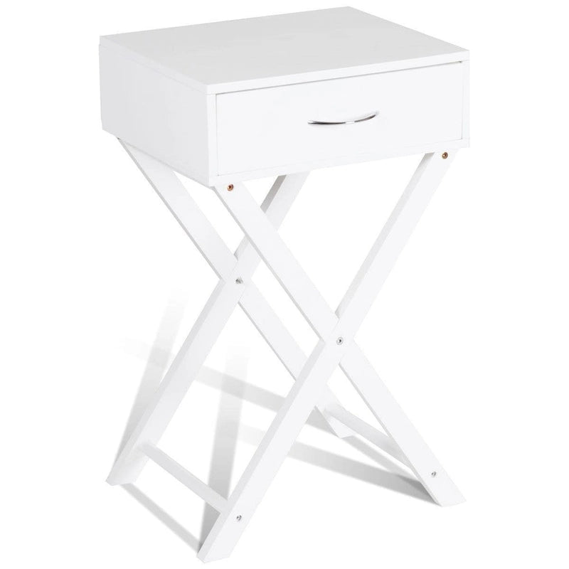 Costway Table de Chevet 2 Pièces avec Tiroir en X, Table d'Appoint Moderne