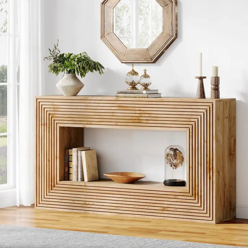 Console étroite en bois de 150 cm de long pour salon, table d'entrée