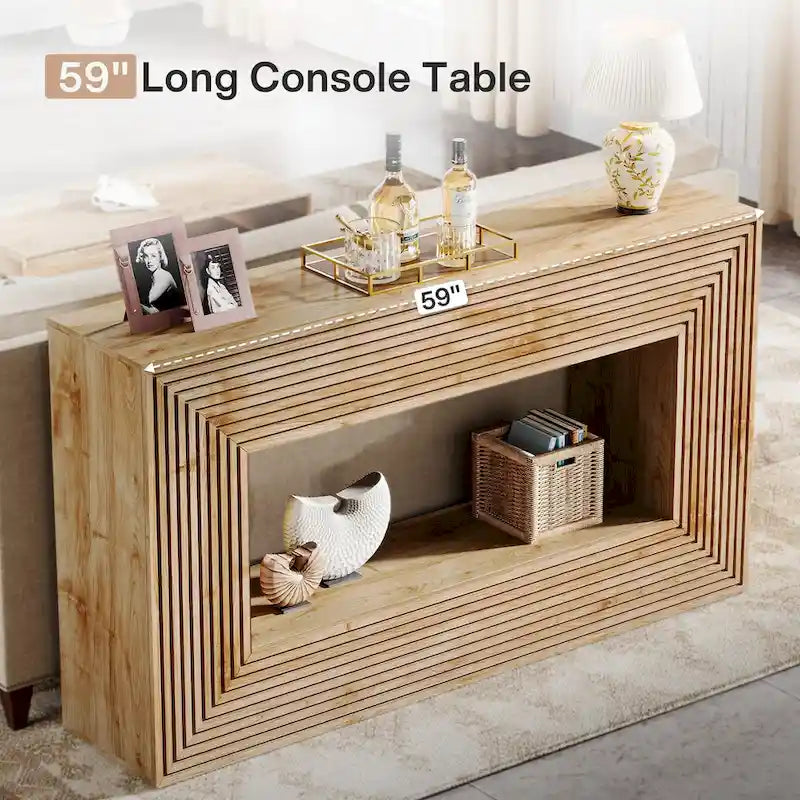 Console étroite en bois de 150 cm de long pour salon, table d'entrée