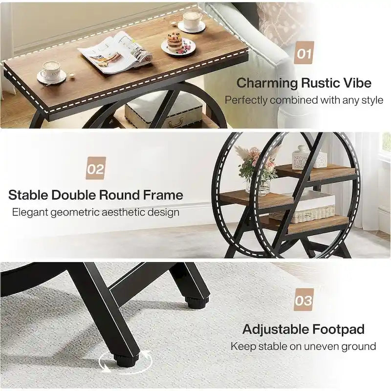 Table d'appoint à 3 niveaux, table de chevet étroite pour salon