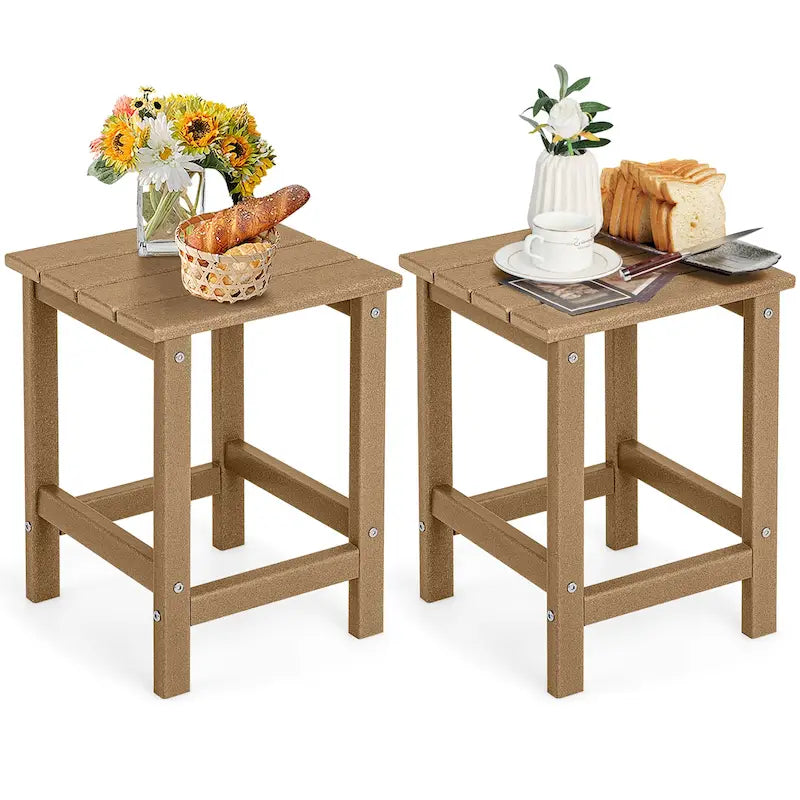 Gymax 2 PCS Table d'appoint de Patio Adirondack 14" Carrée en PEHD Résistante aux Intempéries