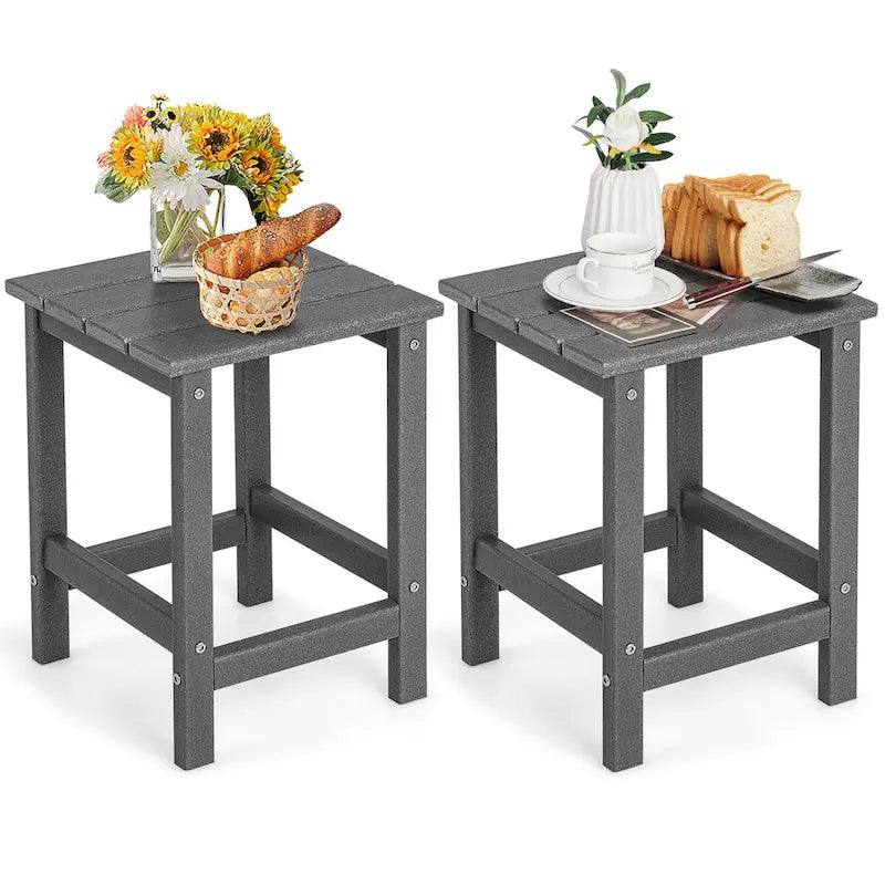 Gymax 2 PCS Table d'appoint de Patio Adirondack 14" Carrée en PEHD Résistante aux Intempéries