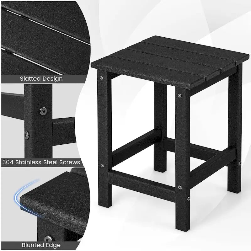 Gymax 2 PCS Table d'appoint de Patio Adirondack 14" Carrée en PEHD Résistante aux Intempéries
