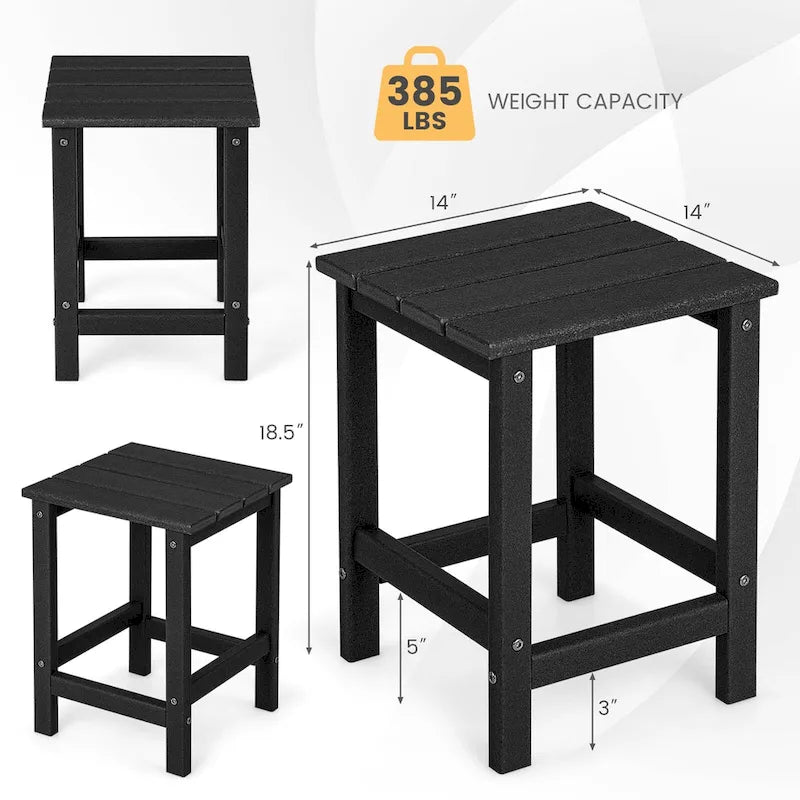 Gymax 2 PCS Table d'appoint de Patio Adirondack 14" Carrée en PEHD Résistante aux Intempéries