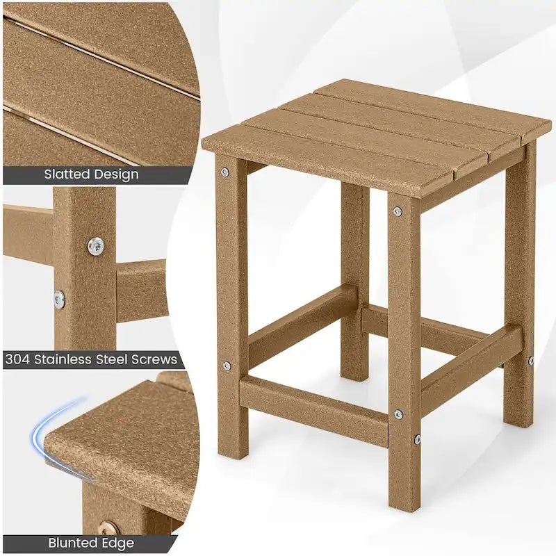 Gymax 2 PCS Table d'appoint de Patio Adirondack 14" Carrée en PEHD Résistante aux Intempéries
