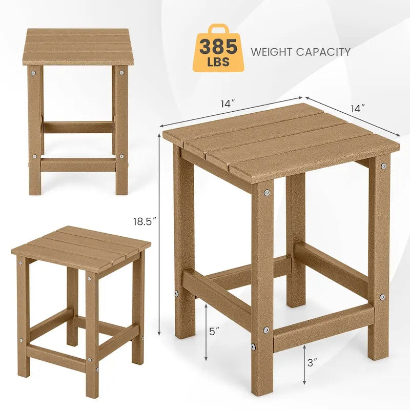 Gymax 2 PCS Table d'appoint de Patio Adirondack 14" Carrée en PEHD Résistante aux Intempéries