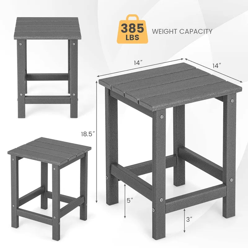 Gymax 2 PCS Table d'appoint de Patio Adirondack 14" Carrée en PEHD Résistante aux Intempéries