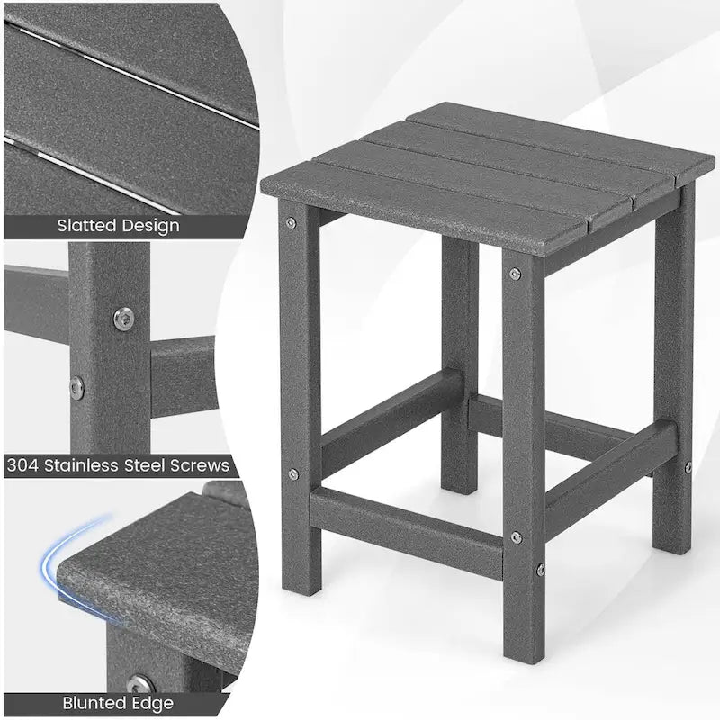 Gymax 2 PCS Table d'appoint de Patio Adirondack 14" Carrée en PEHD Résistante aux Intempéries