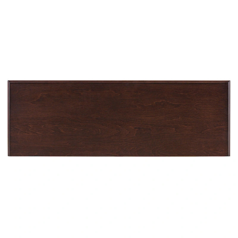38.2 Table console rustique avec étagère ouverte et trois tiroirs, pieds en bois d'hévéa