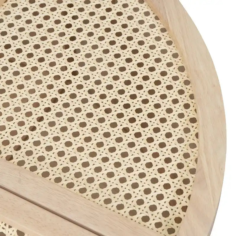 31.4 Table basse modulaire en bois moderne avec rotin naturel et rangement pour salon