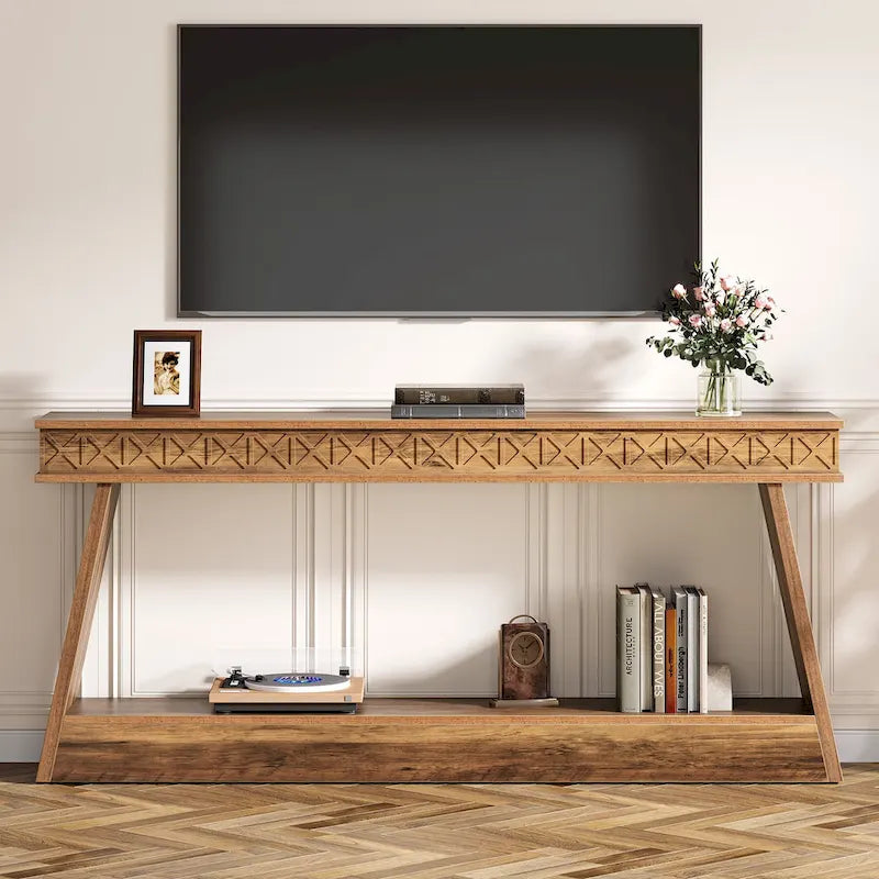Console de ferme à 2 niveaux pour entrée, salon, couloir, hall d'accueil - 70,87 P x 11,81 L x 31,5 H