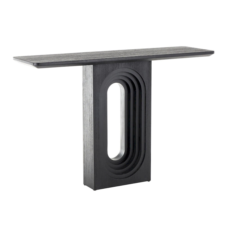 Console en bois avec pied sculpté ovale - Noir - Roche River Decor