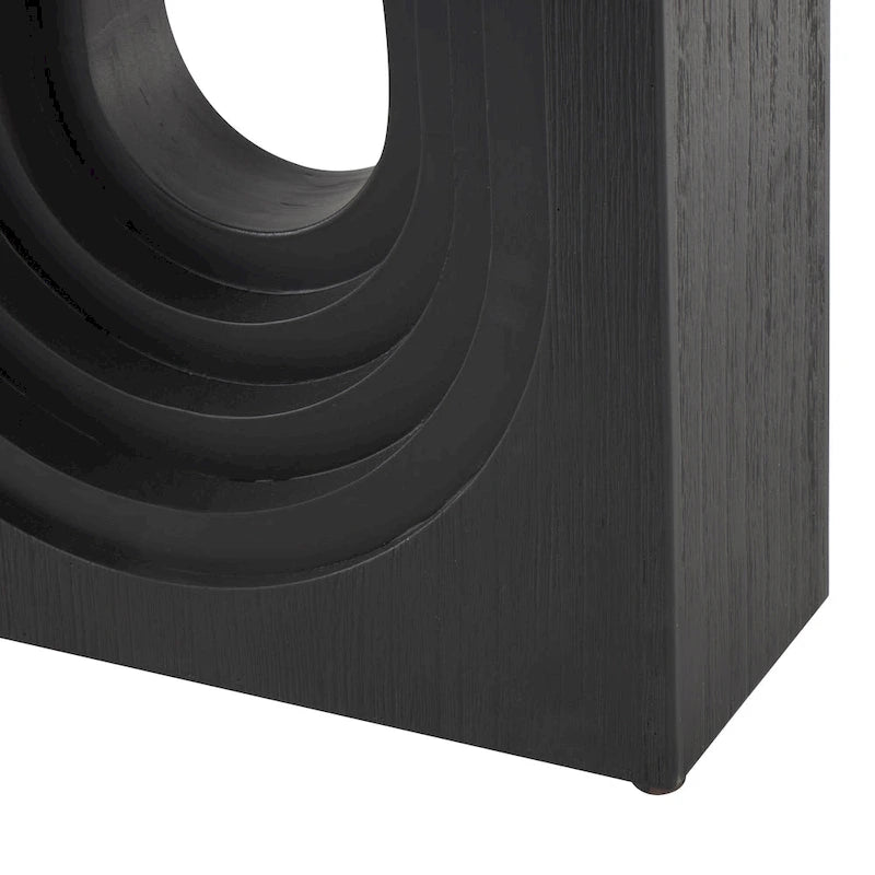 Console en bois avec pied sculpté ovale - Noir - Roche River Decor