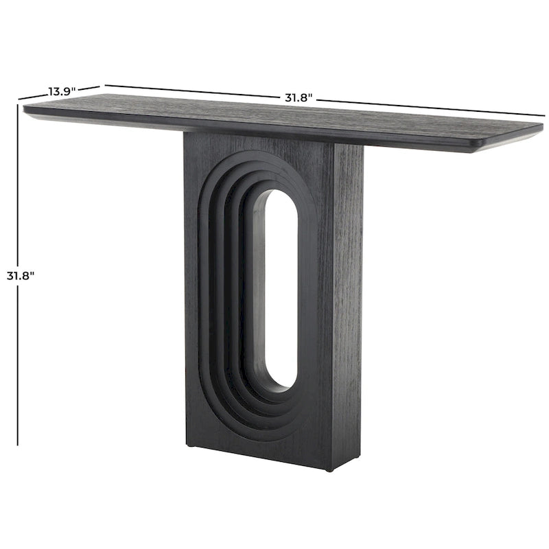 Console en bois avec pied sculpté ovale - Noir - Roche River Decor