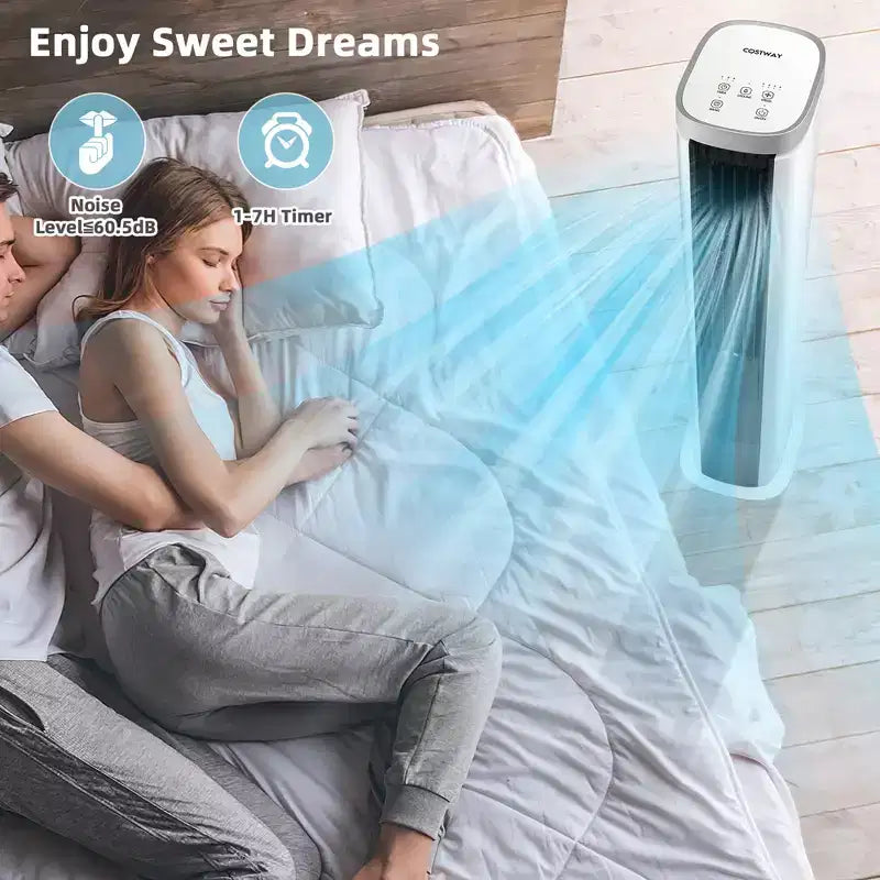 Costway Refroidisseur d'air par évaporation portable 3 en 1 102 cm Ventilateur tour sans pales avec minuterie