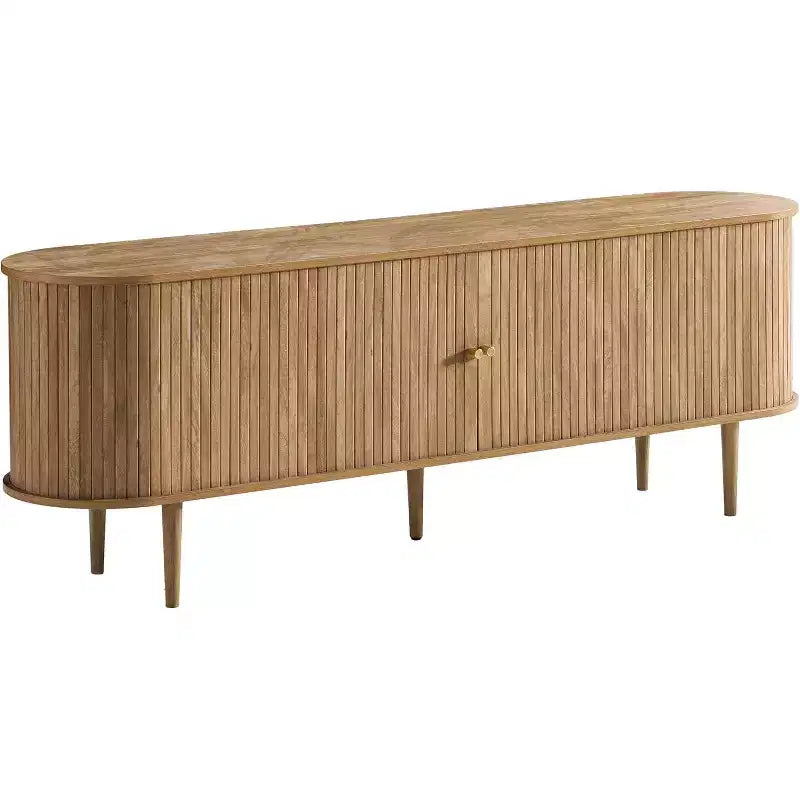 Meuble TV AMERLIFE 70 avec pieds en bois massif, console TV de style moderne du milieu du siècle avec porte à tambour