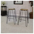 Set of 2 29" Industrial Backless Barstools Maple/Black
