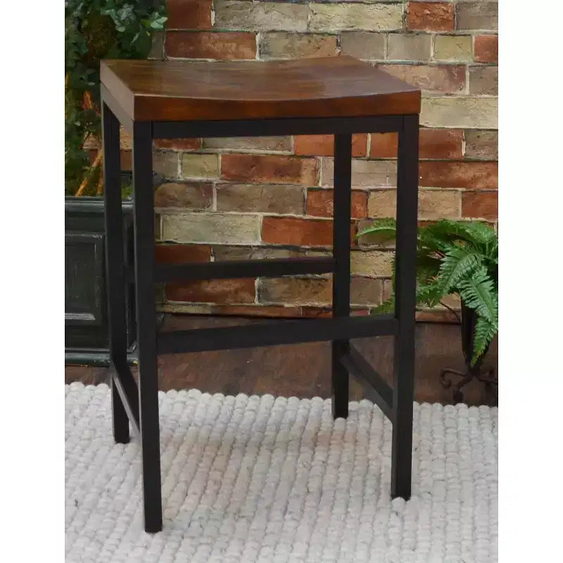 24" Counter Height Backless Barstool - Metal/Chestnut