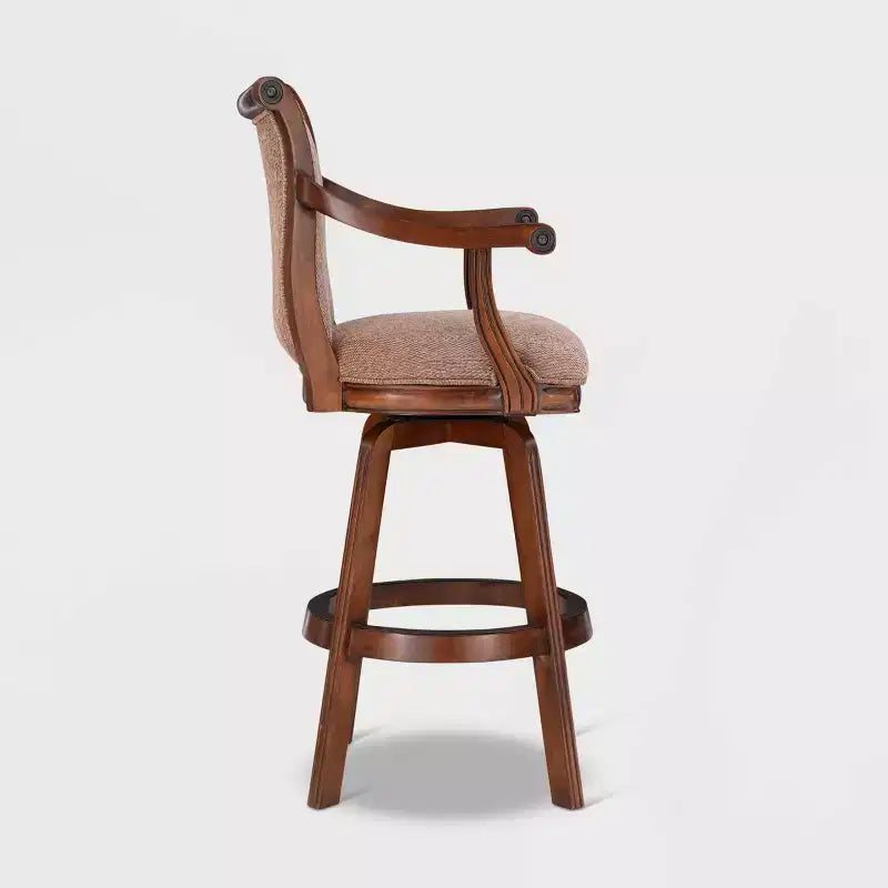 31" Upholstery Swivel Barstool with Arms - Light Brown