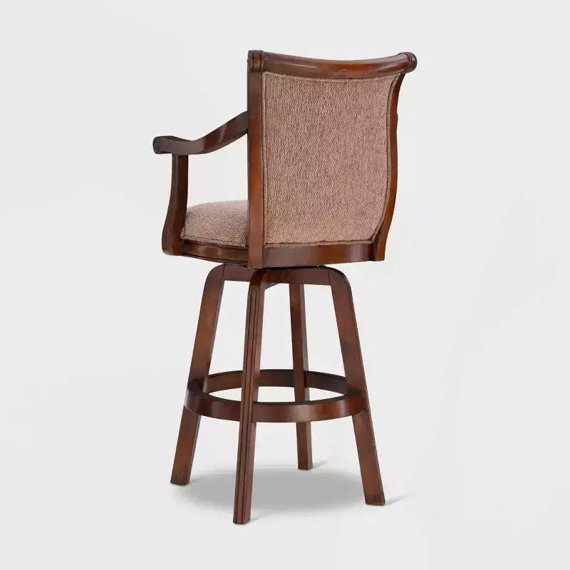 31" Upholstery Swivel Barstool with Arms - Light Brown