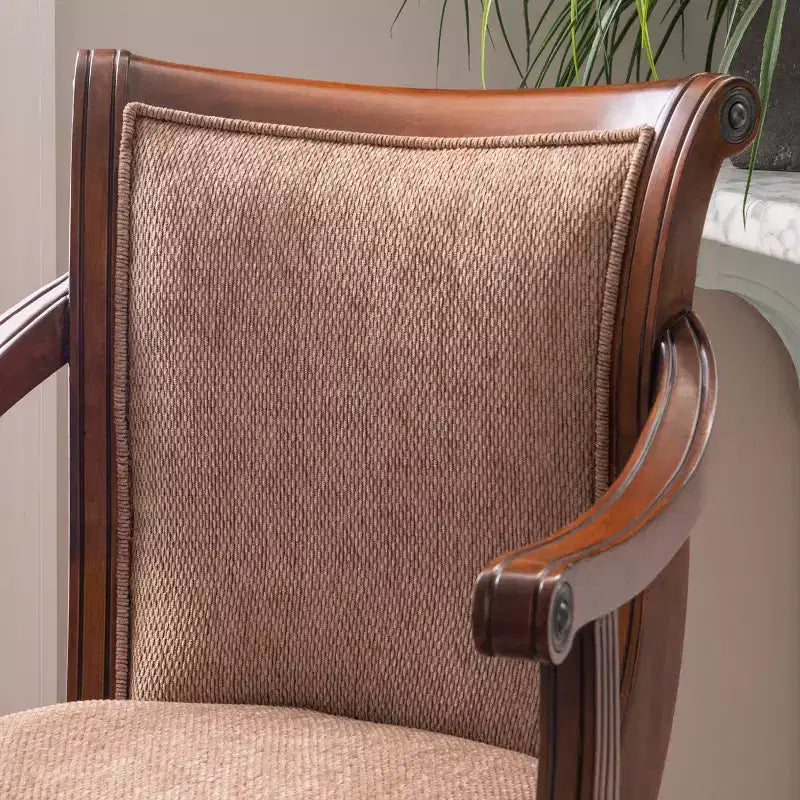 31" Upholstery Swivel Barstool with Arms - Light Brown