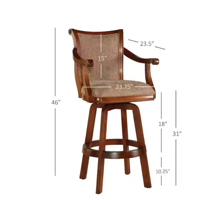 31" Upholstery Swivel Barstool with Arms - Light Brown