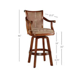 Tabouret de bar pivotant avec accoudoirs, 31 po – Brun pâle