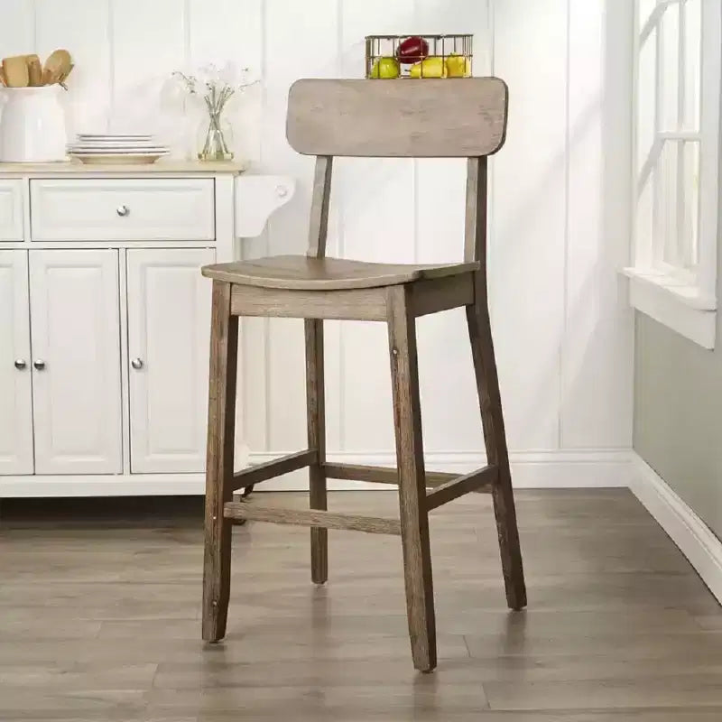 29" Barnwood Solid Wood Barstool with Back