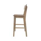 Tabouret de bar 29 po en bois massif vieilli avec dossier