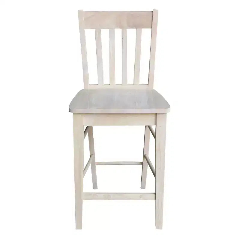 23.82" Cafe Counter Height Barstool Unfinished – Hardwood, Slat Back