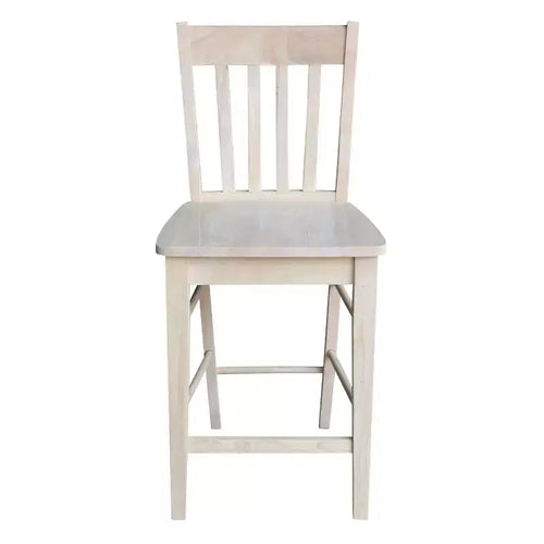 23.82" Cafe Counter Height Barstool Unfinished – Hardwood, Slat Back