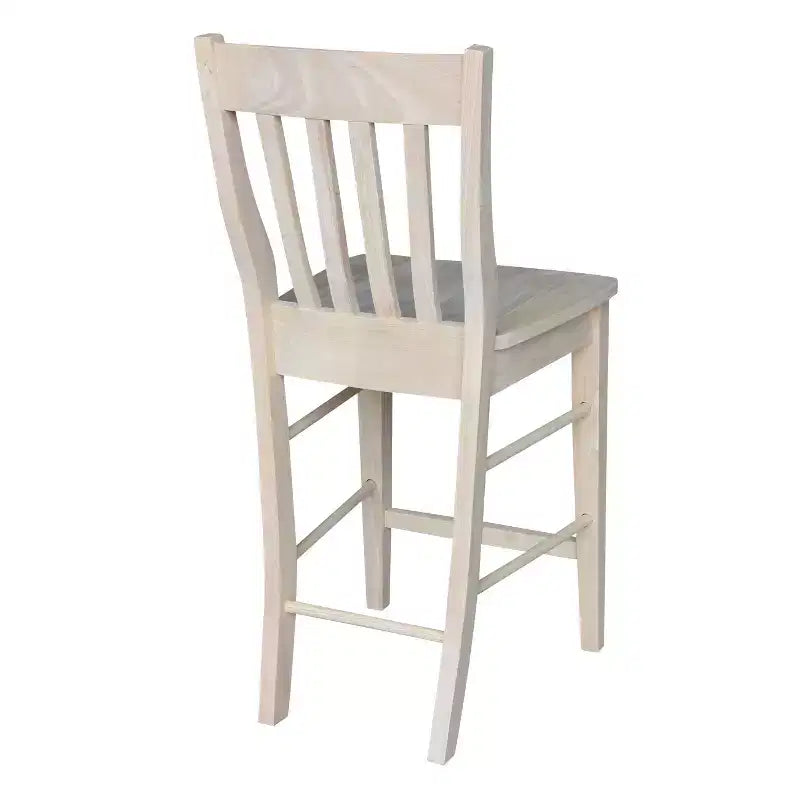 23.82" Cafe Counter Height Barstool Unfinished – Hardwood, Slat Back