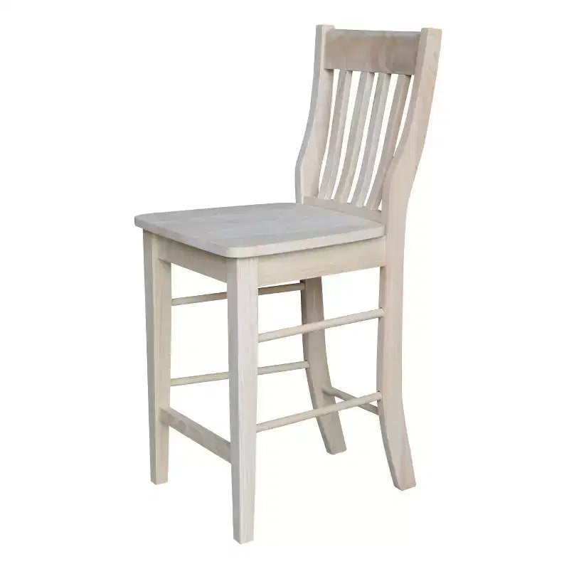 23.82" Cafe Counter Height Barstool Unfinished – Hardwood, Slat Back