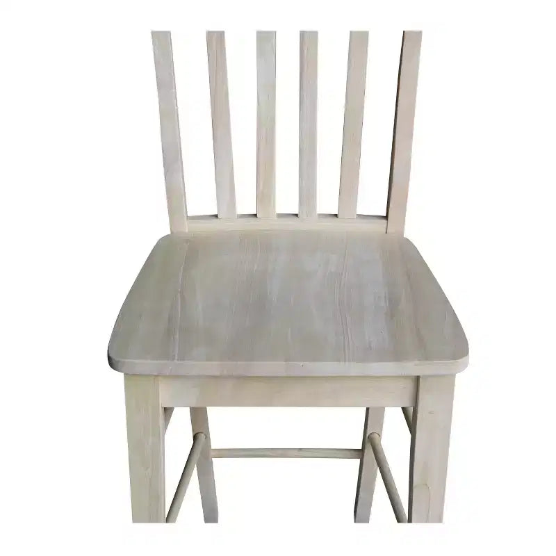 23.82" Cafe Counter Height Barstool Unfinished – Hardwood, Slat Back