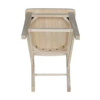 Tabouret de bar de 60,5 cm, hauteur comptoir de café, non fini – Bois dur, dossier à lattes