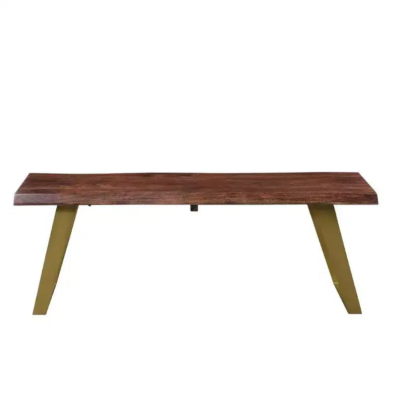 60" Sheesham Live Edge Solid Wood Bench with Iron Legs, Handcrafted in India