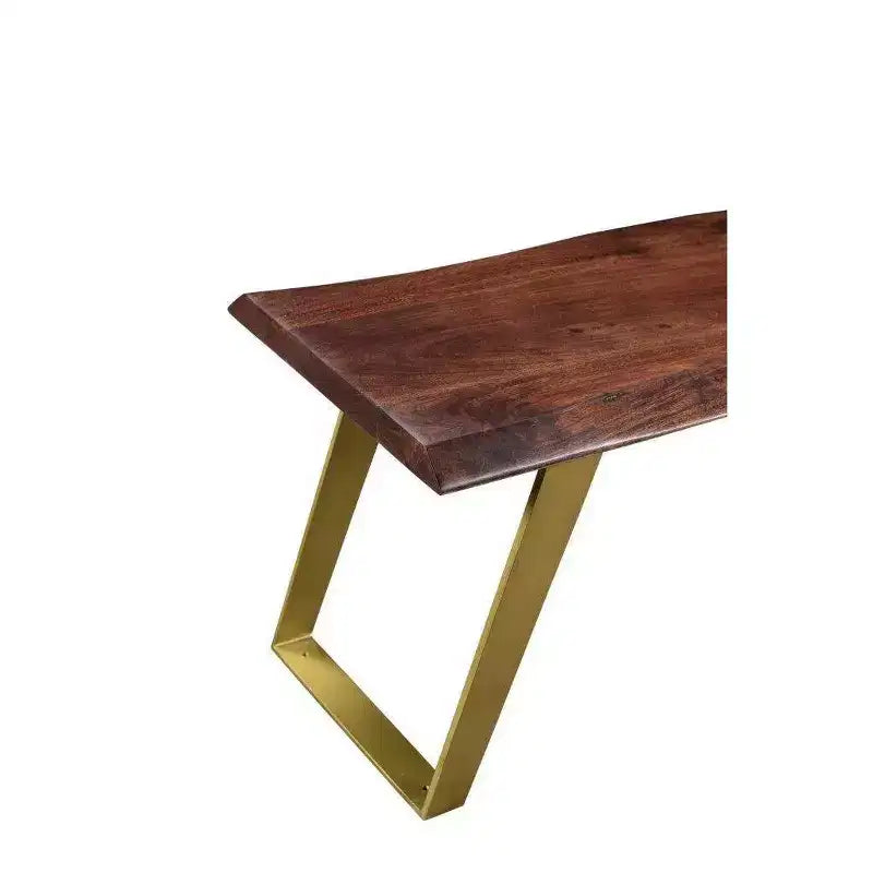 60" Sheesham Live Edge Solid Wood Bench with Iron Legs, Handcrafted in India