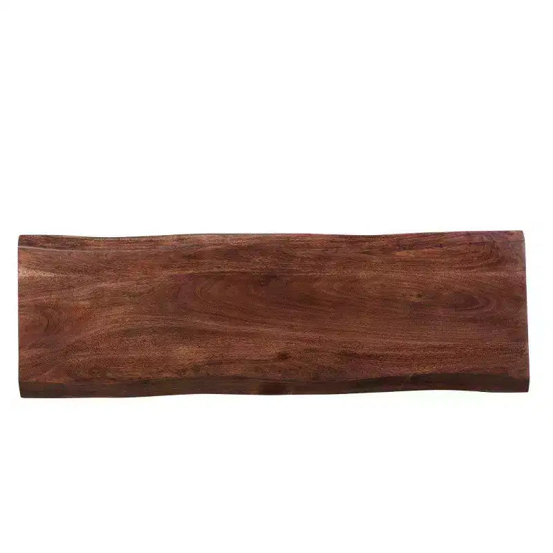 60" Sheesham Live Edge Solid Wood Bench with Iron Legs, Handcrafted in India