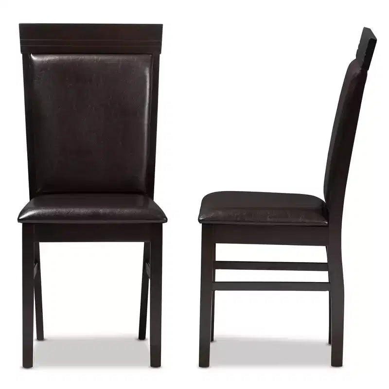 Set of 2 Modern Faux Leather Upholstered Dining Chairs Dark Brown