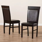 Chaises de salle à manger modernes rembourrées en similicuir marron foncé