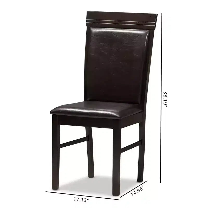 Set of 2 Modern Faux Leather Upholstered Dining Chairs Dark Brown