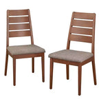 Chaises de salle à manger du milieu du siècle Noyer : Bois de hêtre, dossier échelle, revêtement gris
