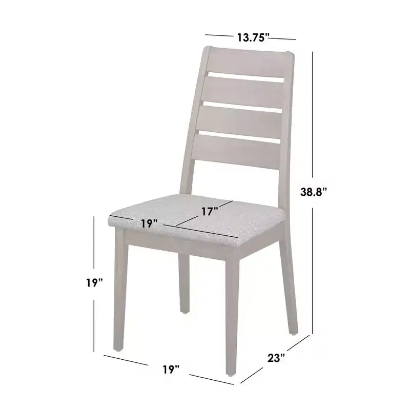 Set of 2 Mid-Century Dining Chairs Walnut: Beech Wood, Ladder Back Design, Gray Upholstery